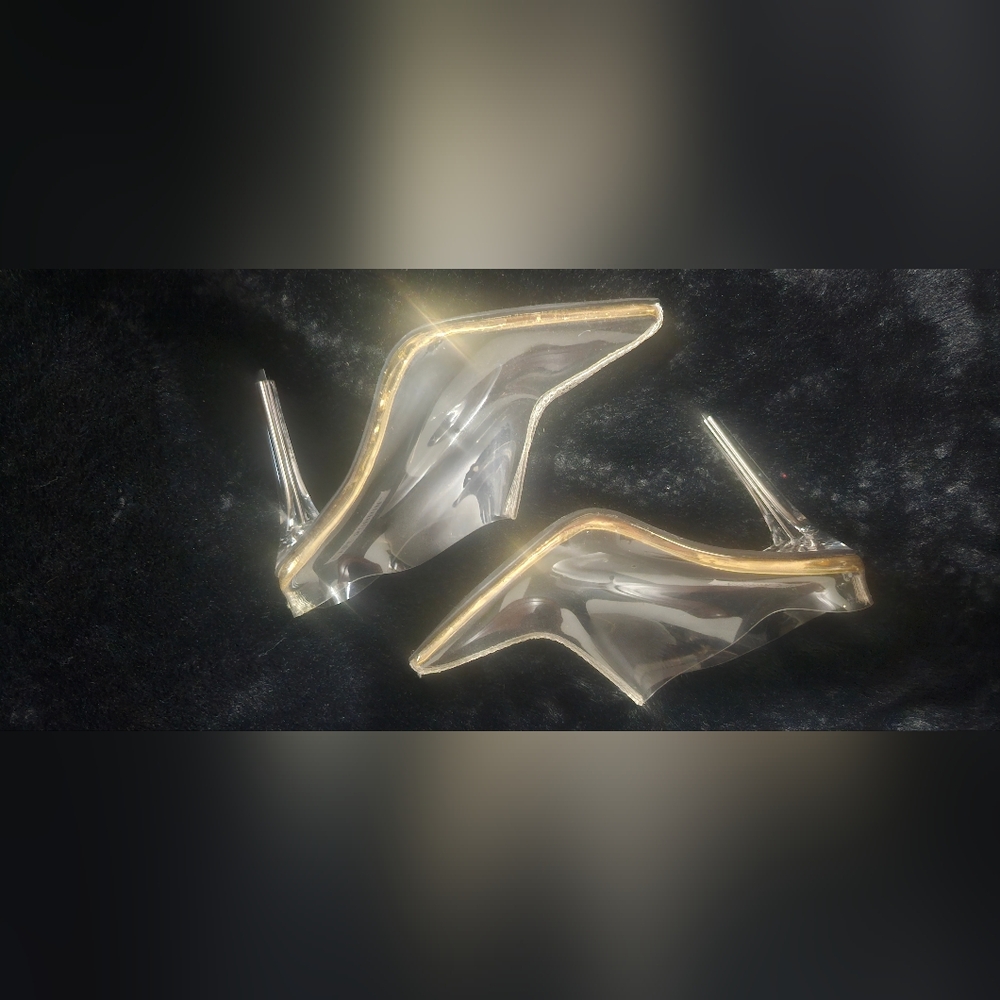 Gold Transparent Heels with Stiletto Design